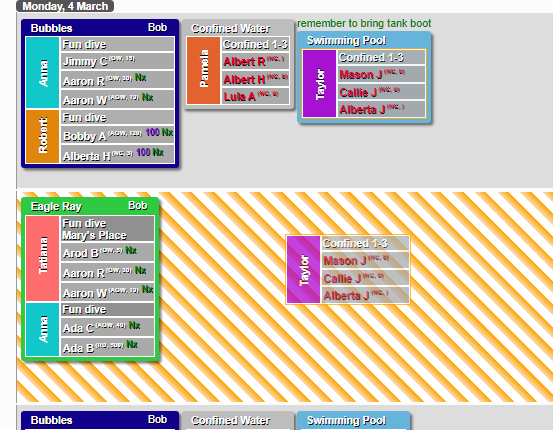 use drag and drop on your dive shop planning board